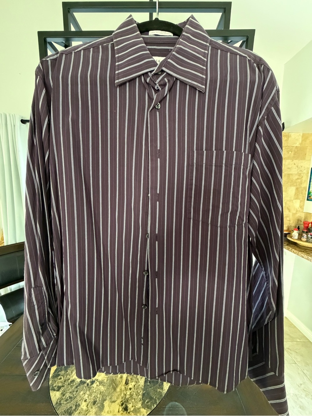 Men's Purple Stripe Dress Shirt - Classic Long Sleeve
